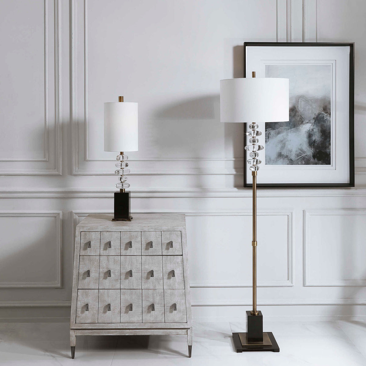 Edine - Buffet Lamp - Black / Brass / Brown