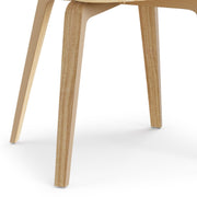 Simpli-Home Lowell mid-century modern bentwood arm dining chair with curved wooden frame and upholstered seat