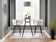 Lumi Source Clara mid-century modern square counter table with sleek wooden top and tapered legs, perfect for contemporary dining spaces.