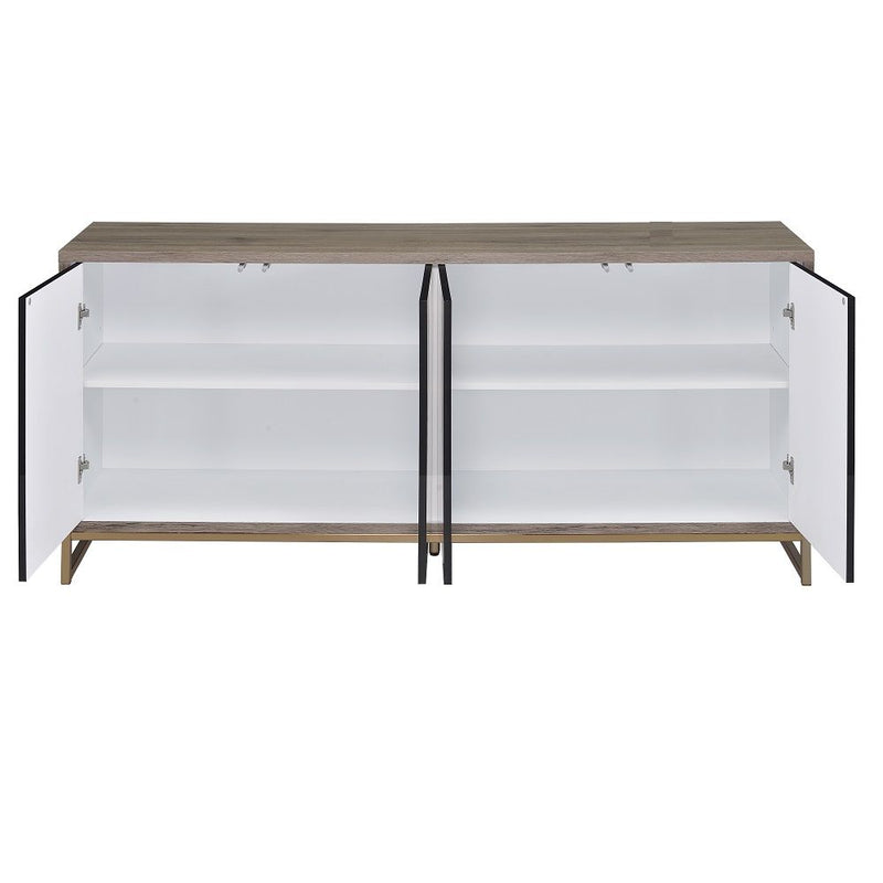 Payo - Console Cabinet - Black Marble Print Oak & Champagne - R&R Furniture Gallery (Fountain Valley, CA)