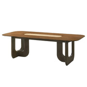 ACME Kyree walnut dining table with sleek wooden surface and sturdy legs, perfect for modern dining room settings.