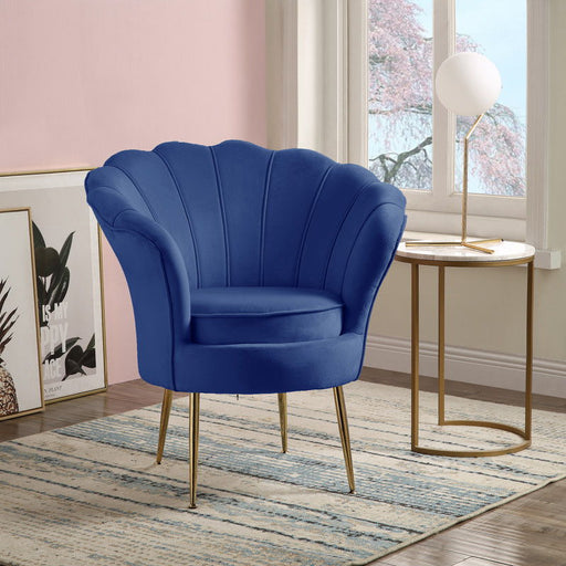 Angelina - Scalloped Back Barrel Accent Chair With Metal Legs - R&R Furniture Gallery (Fountain Valley, CA)