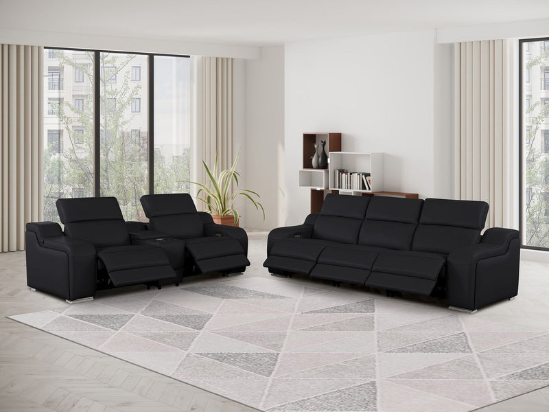 1116 - 6-Piece Modular Power Reclining Sofa And Console Loveseat Set In With 5 Power Recliners & Power Headrests