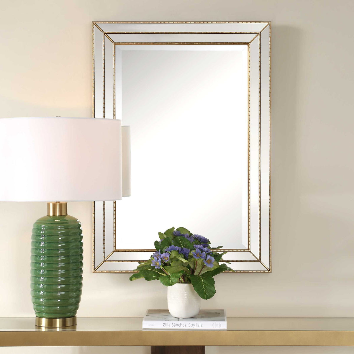 Grooved Texture Mirror - Gold