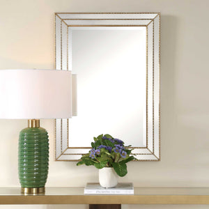 Grooved Texture Mirror - Gold