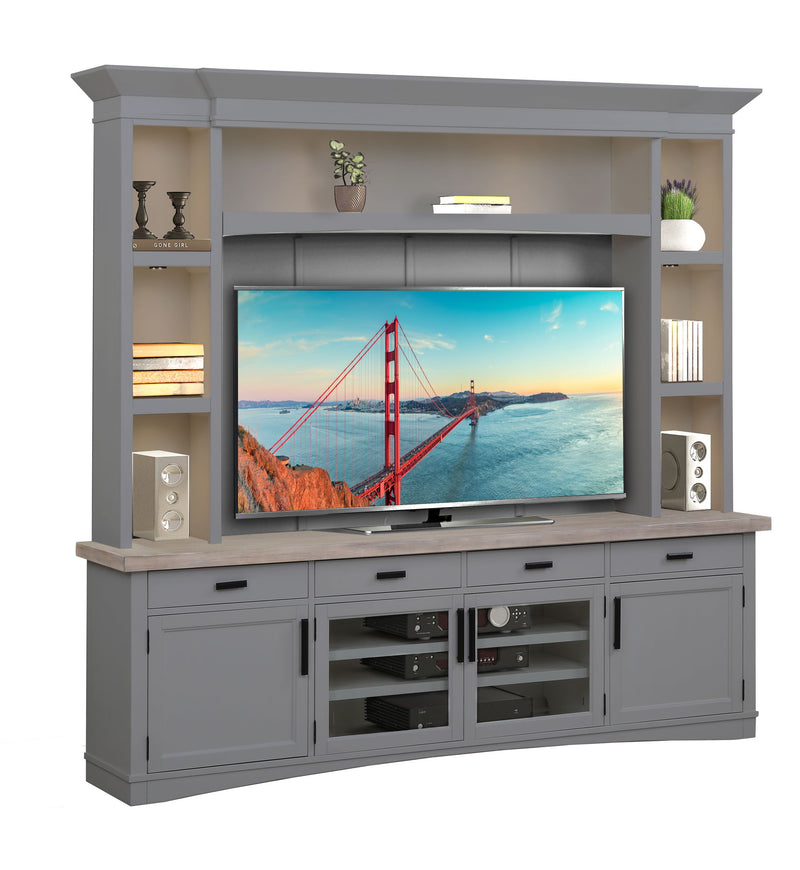 Americana Modern - TV Console with Hutch, Backpanel and LED Lights - R&R Furniture Gallery (Fountain Valley, CA)