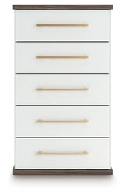 Kendanport - Five Drawer Chest - Brown / White - R&R Furniture Gallery (Fountain Valley, CA)