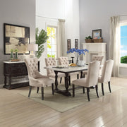 Gerardo - 31" Dining Table - White Marble Top & Weathered Espresso - R&R Furniture Gallery (Fountain Valley, CA)