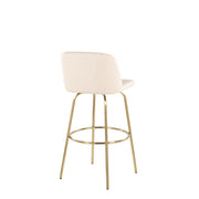 Set of two Lumi Source Toriano contemporary fixed height barstools with swivel seats and round footrests, ideal for modern bar areas.