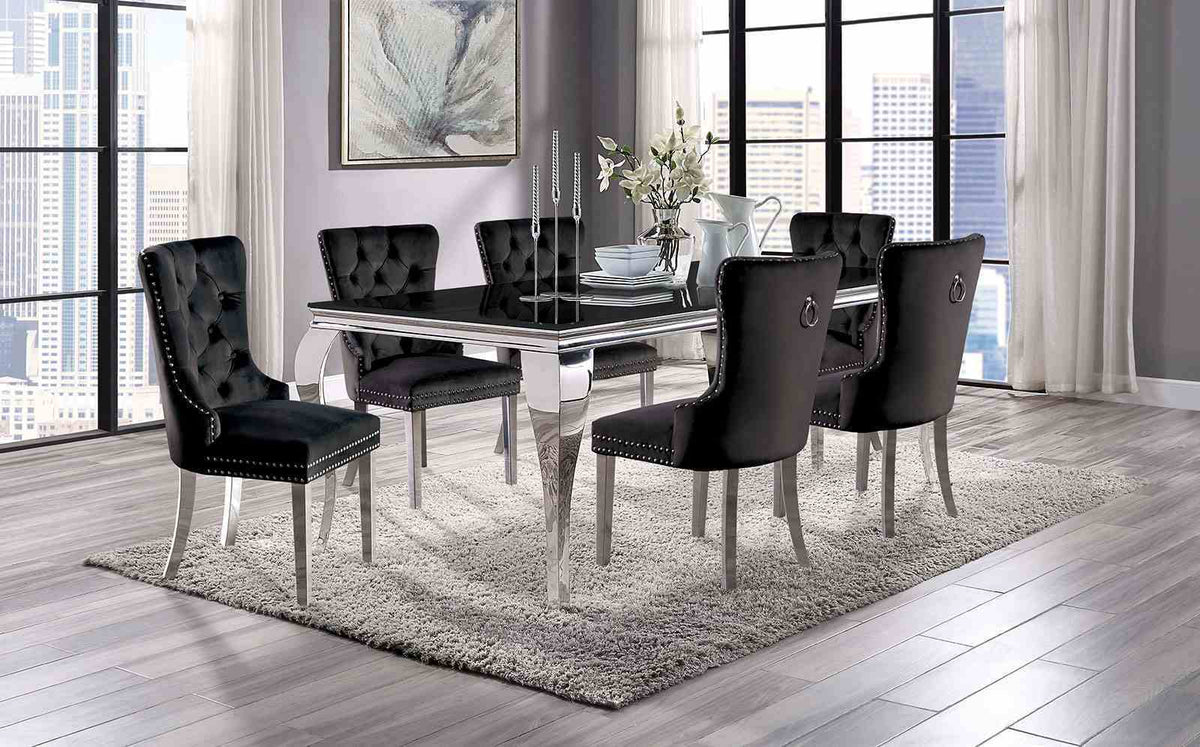 Neuveville - 7 Pc. Dining Table Set, Black Chairs