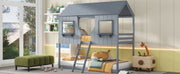 Twin Over Twin Bunk Bed With Roof, Window, Guardrail, Ladder - R&R Furniture Gallery (Fountain Valley, CA)