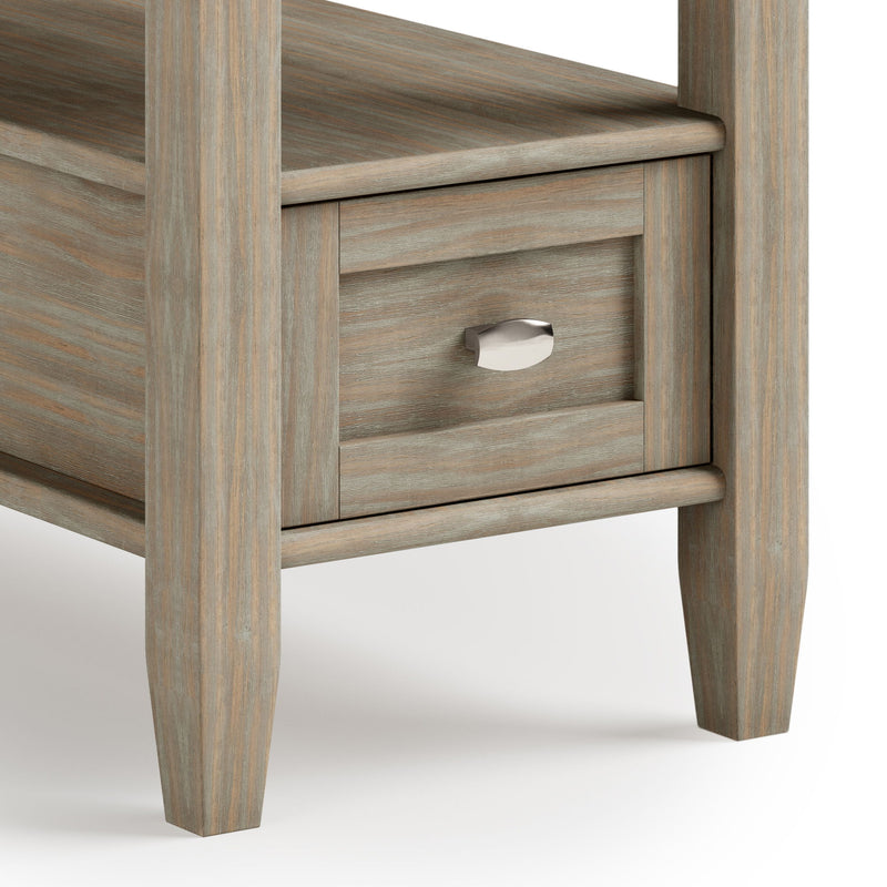 Warm Shaker handcrafted wooden coffee table by Simpli-Home with a smooth finish and sturdy design for living room decor.
