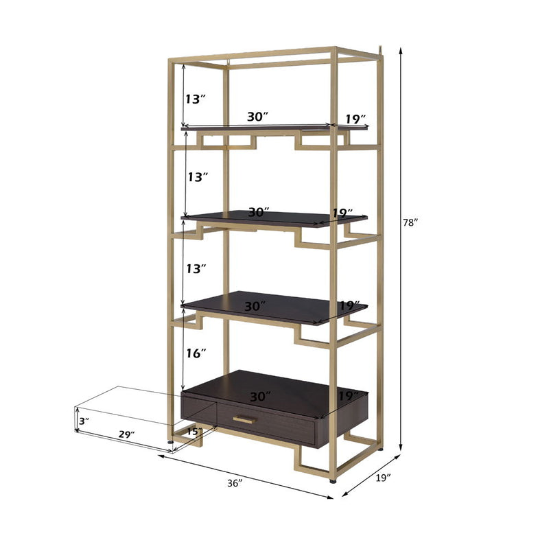 Yumia - Bookshelf - Gold & Walnut - R&R Furniture Gallery (Fountain Valley, CA)