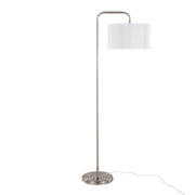 Lumi Source Puck contemporary floor lamp with sleek round design and metal finish, standing on a flat base in a modern living space.