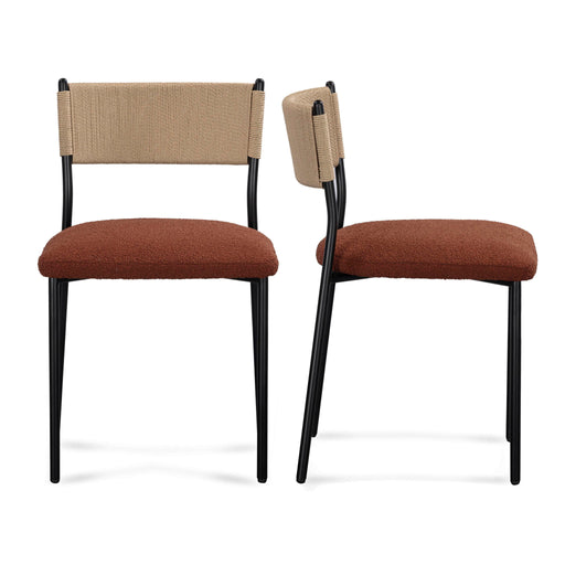 Set of two Celine boucle dining chairs by TOV Furniture, showcasing plush fabric upholstery and modern design.