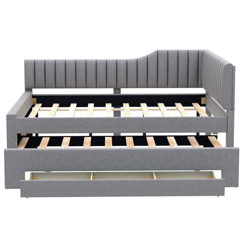 Upholstered Daybed With Trundle And 3 Drawers - R&R Furniture Gallery (Fountain Valley, CA)