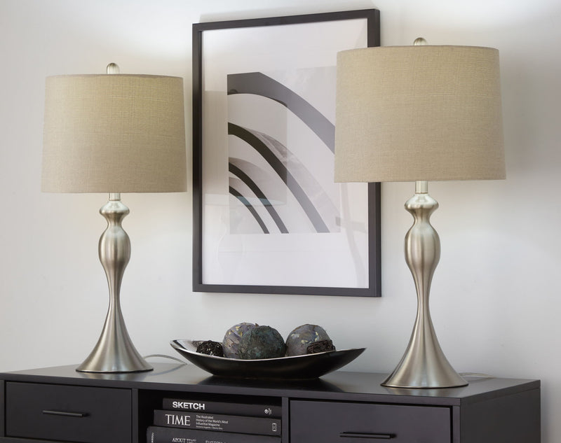 Pair of contemporary Lumi Source Ashland table lamps with sleek bases and fabric shades, perfect for modern home decor.