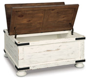 Wystfield - Cocktail Table with Storage - White / Brown - R&R Furniture Gallery (Fountain Valley, CA)