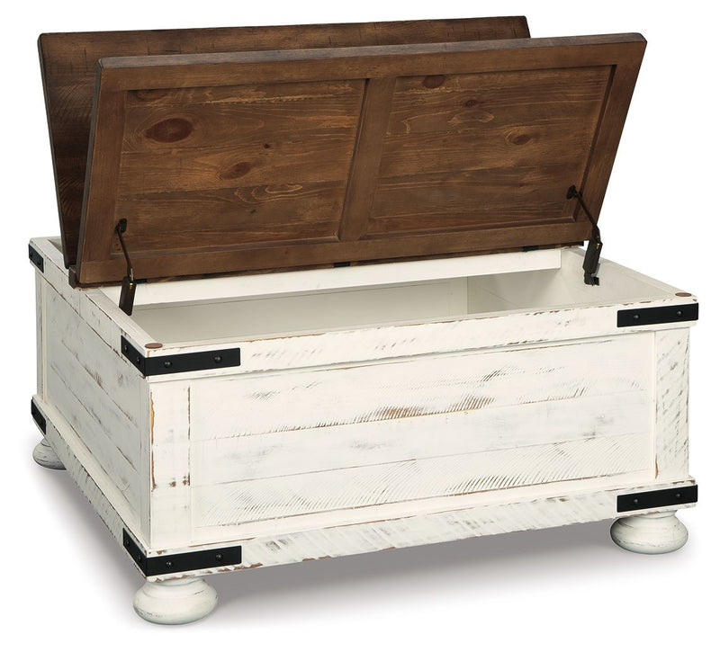Wystfield - Cocktail Table with Storage - White / Brown - R&R Furniture Gallery (Fountain Valley, CA)
