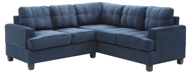 Glory Furniture Sandridge stationary sectional sofa with plush cushions and modern design, shown in a cozy living room setting.