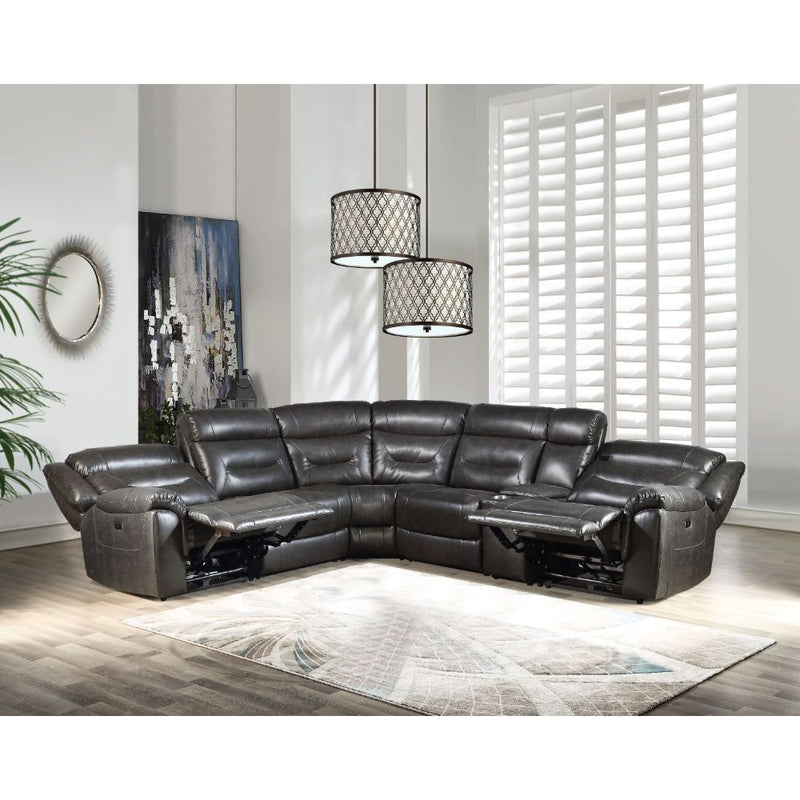 Imogen - Power Motion Sectional Sofa With USB - Gray Leather-Aire - R&R Furniture Gallery (Fountain Valley, CA)