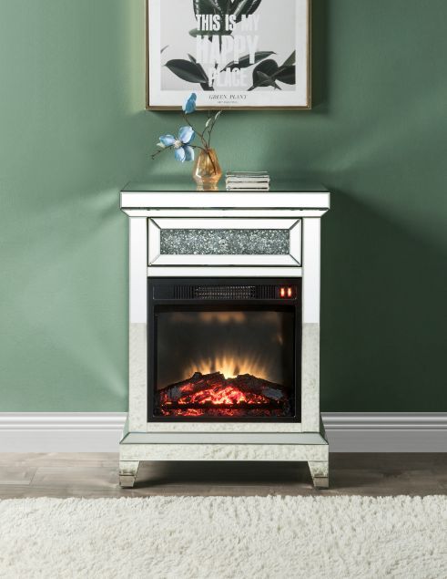 Noralie - 24" Fireplace - Mirrored & Faux Diamonds - R&R Furniture Gallery (Fountain Valley, CA)