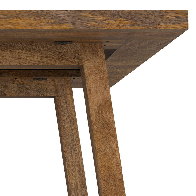 Simpli-Home Whitley dining table with wooden surface and sturdy legs, ideal for family meals in a modern dining room.