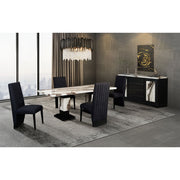 Stacey - Buffet With Storage Drawers And Marble Detailing - Black / Marble - R&R Furniture Gallery (Fountain Valley, CA)
