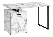Computer Desk, Home Office, Laptop, Left, Right Set-Up, Storage Drawers, Work, Marble Look Laminate, Contemporary, Modern - White - R&R Furniture Gallery (Fountain Valley, CA)