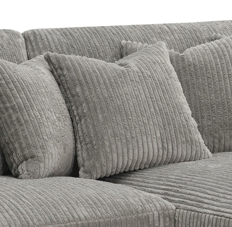 Tavia - Reversible Sectional Sofa With 6 Pillows - Gray Corduroy - R&R Furniture Gallery (Fountain Valley, CA)