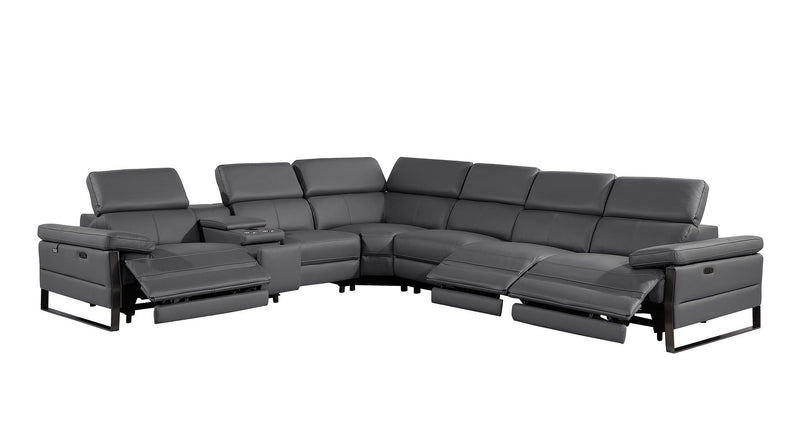 1246 - 7-Piece L-Shaped Modular Power Reclining Sectional With 3 Power Recliners And Power Headrests