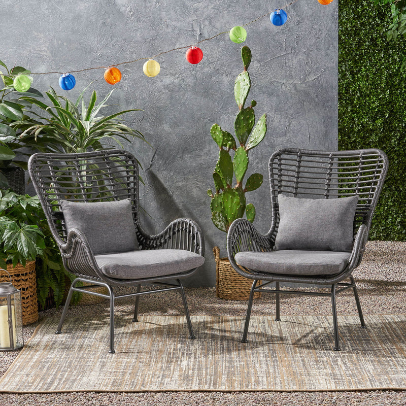 Modern Aesthetic Outdoor Rattan Accent Chair With Metal Legs - R&R Furniture Gallery (Fountain Valley, CA)