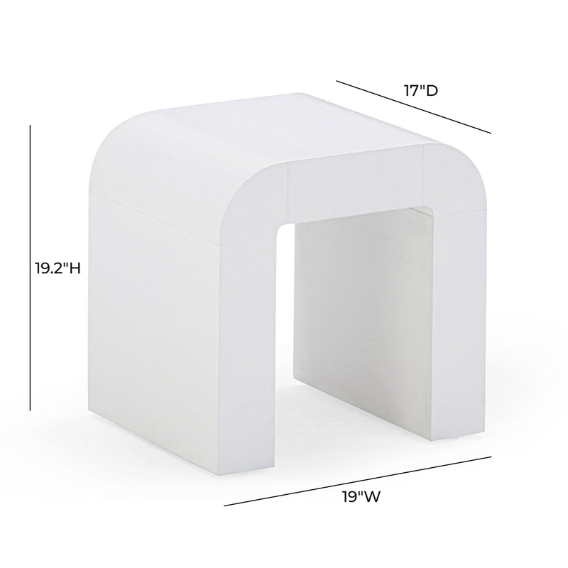 TOV Furniture Hump console table with sleek wooden top and modern metal legs, ideal for entryways or living spaces.