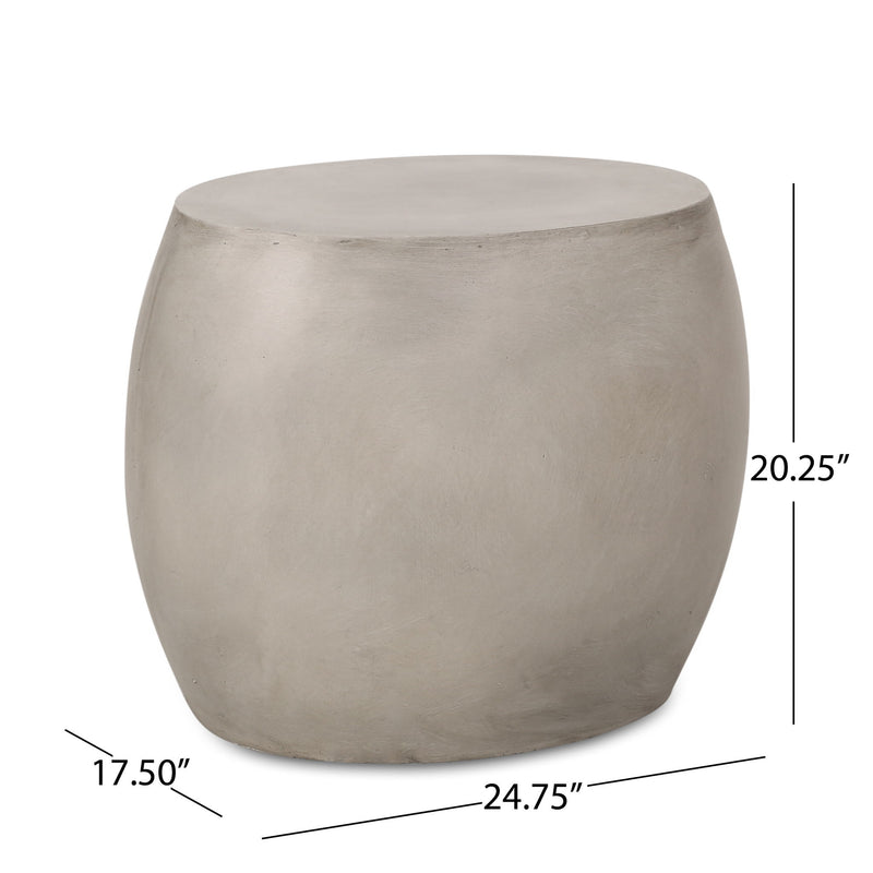 Oval-shaped outdoor side table by Noble House, featuring a weather-resistant design and sleek surface for patio decor.