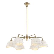 Biddeford 6-light beaded pendant light by Uttermost featuring white beaded details and a modern pendant lighting design