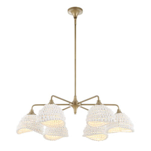 Biddeford 6-light beaded pendant light by Uttermost featuring white beaded details and a modern pendant lighting design