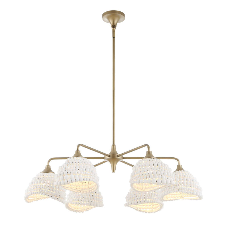 Biddeford 6-light beaded pendant light by Uttermost featuring white beaded details and a modern pendant lighting design
