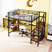 Loft Bed With Desk And Grid, Stylish Frame With Lateral Storage Ladder And Wardrobe - R&R Furniture Gallery (Fountain Valley, CA)