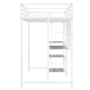 Metal Loft Bed With Desk, 3 Shelves And Ladder - R&R Furniture Gallery (Fountain Valley, CA)
