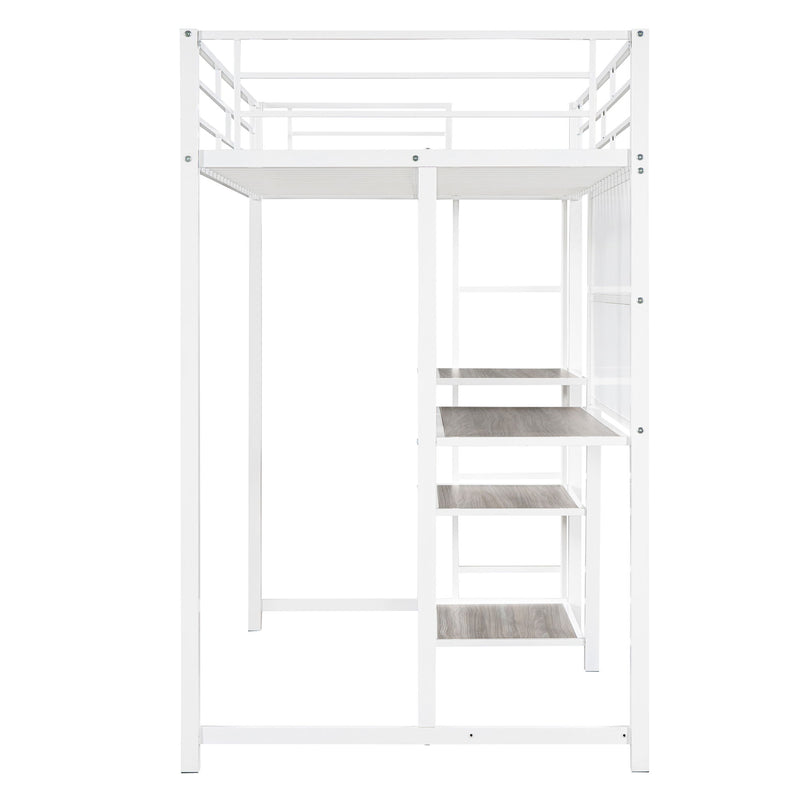 Metal Loft Bed With Desk, 3 Shelves And Ladder - R&R Furniture Gallery (Fountain Valley, CA)