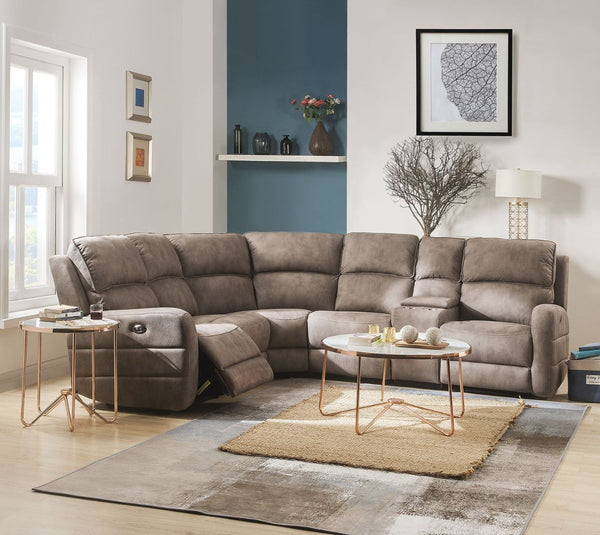 Olwen - Power Motion Sectional Sofa - Mocha Nubuck