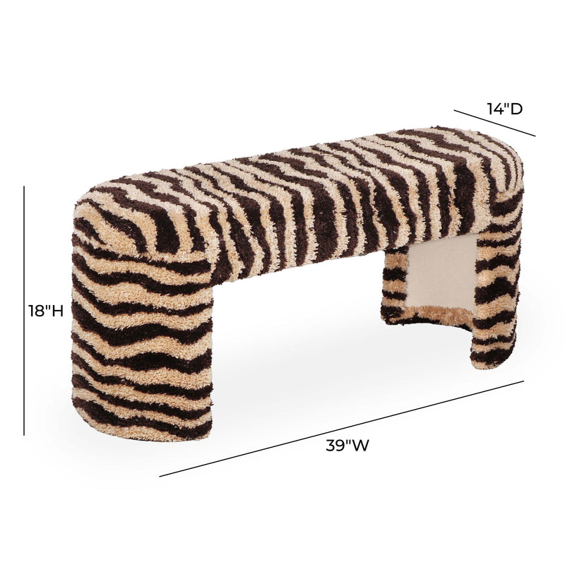 Zebra - Striped Tufted Bench - Brown - R&R Furniture Gallery (Fountain Valley, CA)