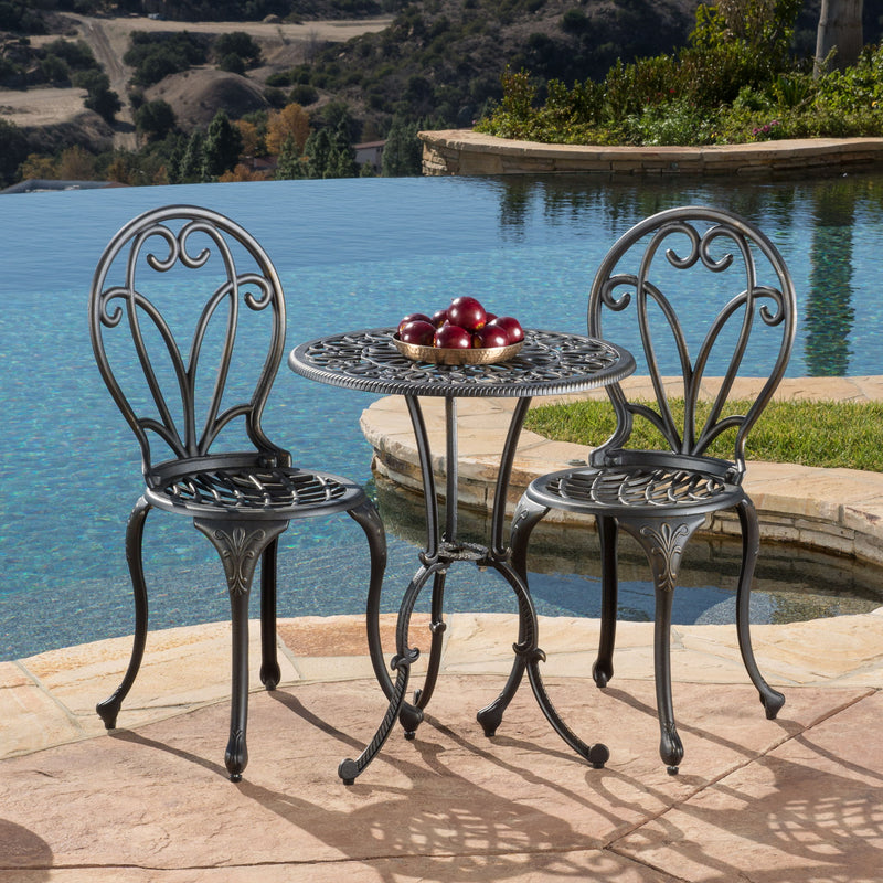 Thomas - 3 Pieces Cast Bistro Set - Black / Gold - R&R Furniture Gallery (Fountain Valley, CA)