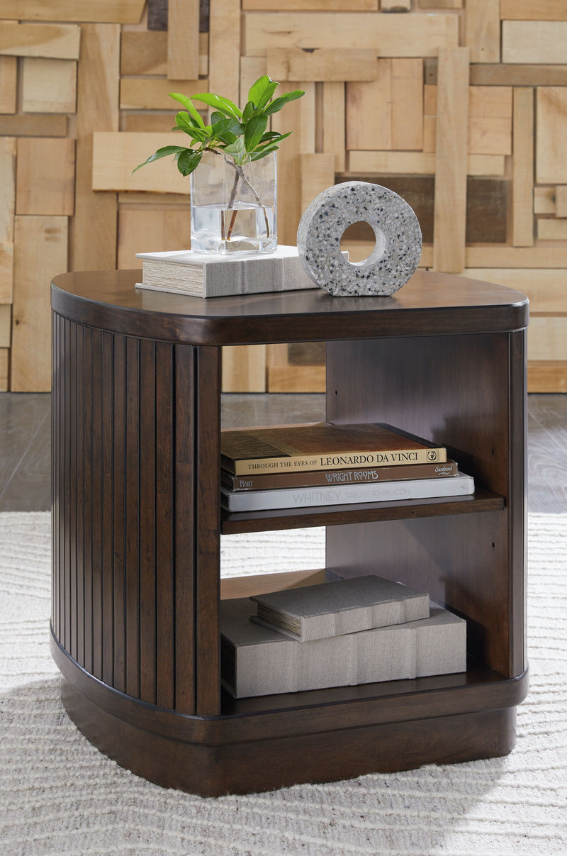 Korestone - Square End Table - Dark Brown - R&R Furniture Gallery (Fountain Valley, CA)