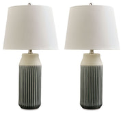 Afener - Ceramic Table Lamp (Set of 2) - Blue / Beige - R&R Furniture Gallery (Fountain Valley, CA)
