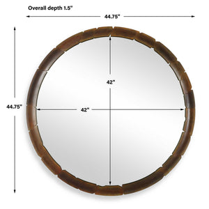 Auger - Amber Glass Round Mirror - Bronze