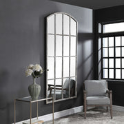 Uttermost Amiel arched wall mirror in ivory with a sleek, elegant frame, ideal for stylish home decor.