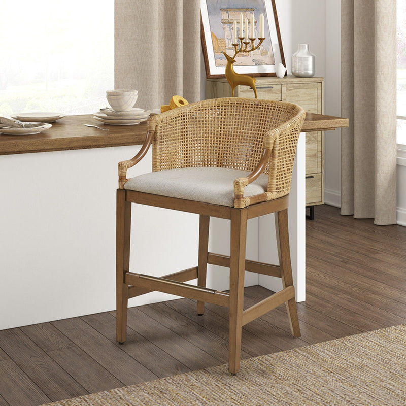 Casual Handcrafted Rattan Counter Stool - R&R Furniture Gallery (Fountain Valley, CA)
