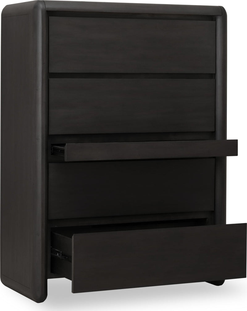 Xolani Five Drawer Acacia Wood Chest with Jewelry Tray in Jaguar