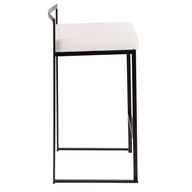 Lumi Source Fuji contemporary stackable counter stools with sleek design, featuring wooden seats and metal legs in a modern style.